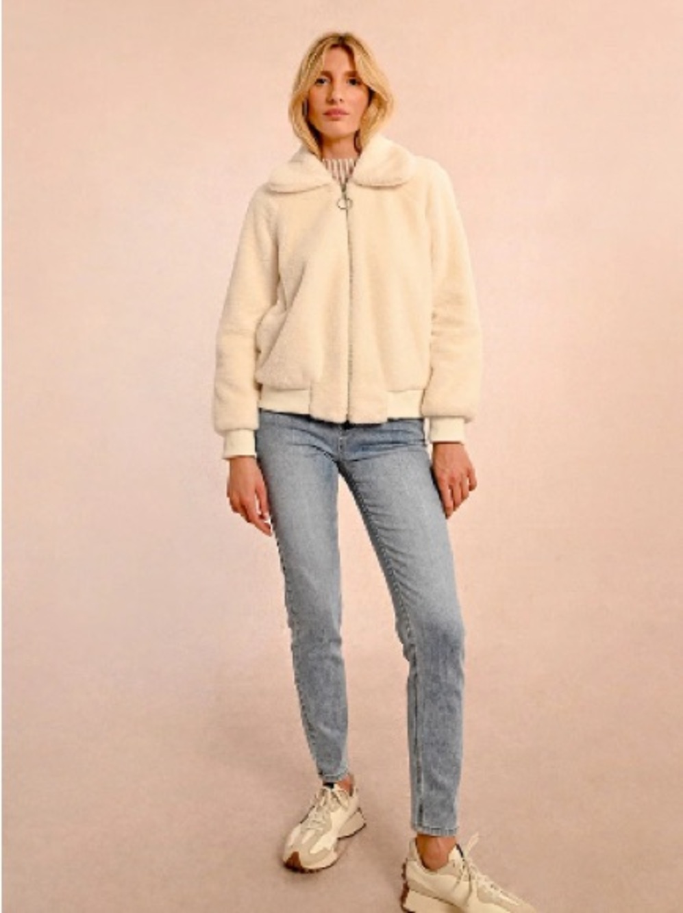 Thread & Supply Cream Faux-Fur Zip Jacket - Picture 4 of 9